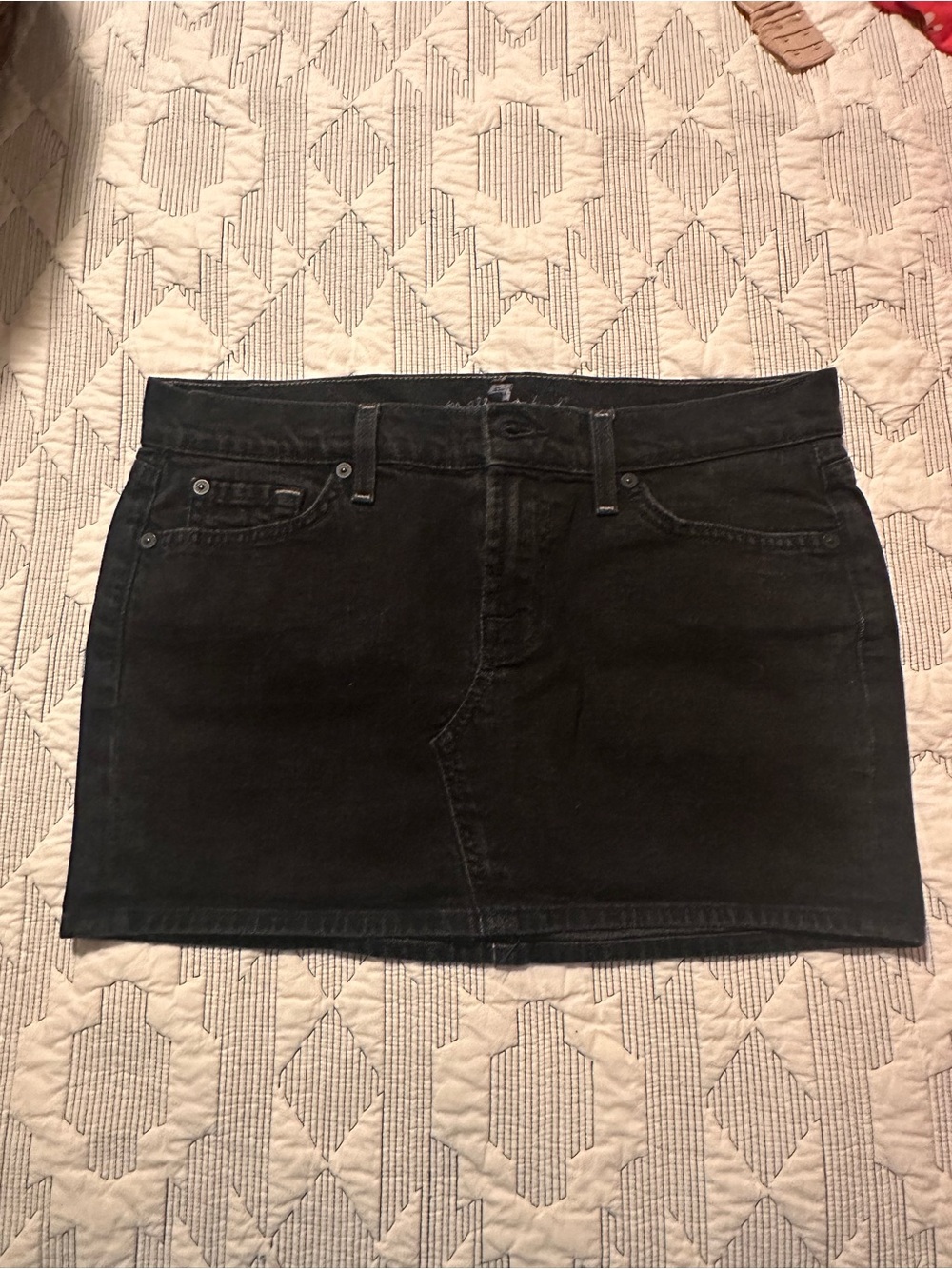 7 For All Mankind Black Denim Mini Skirt